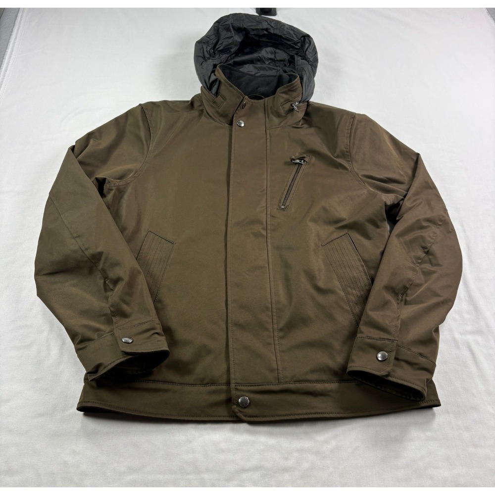 Banana Republic Jacket Mens Medium Olive Green Full Zip Moto Casual Hooded